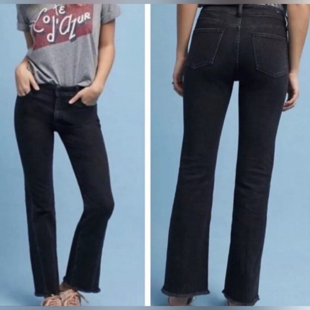 Pilcro and The Letterpress HIGH-RISE FLARE Jeans Wide Leg Frayed Raw Hem Leg 29
